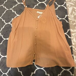 Dark Tan Button-Down Tank Top